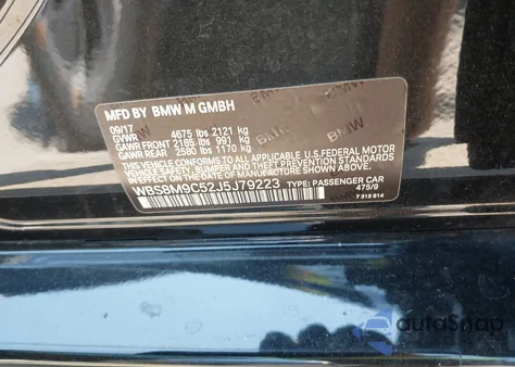 2018 BMW M3 Cs z USA, uszkodzony, nr VIN WBS8M9C52J5J79223